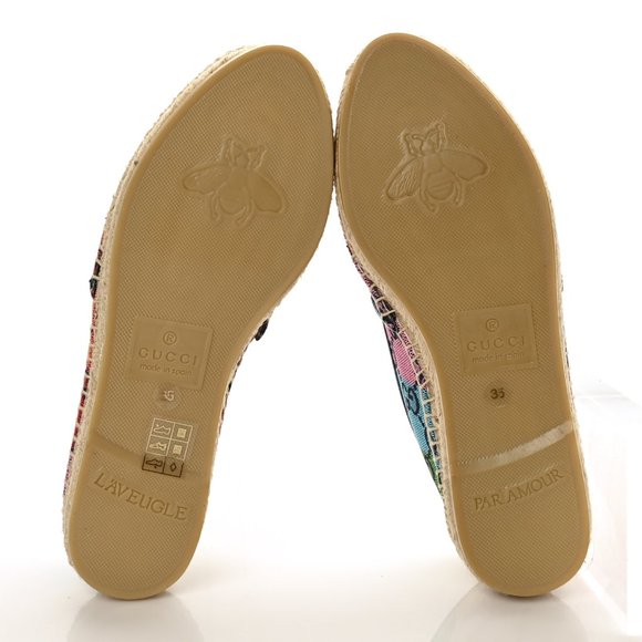 100% AUTHENTIC GUCCI MONOGRAM MULTICOLOR ESPADRILLES SHOES SIZE 35 - Picture 7 of 10
